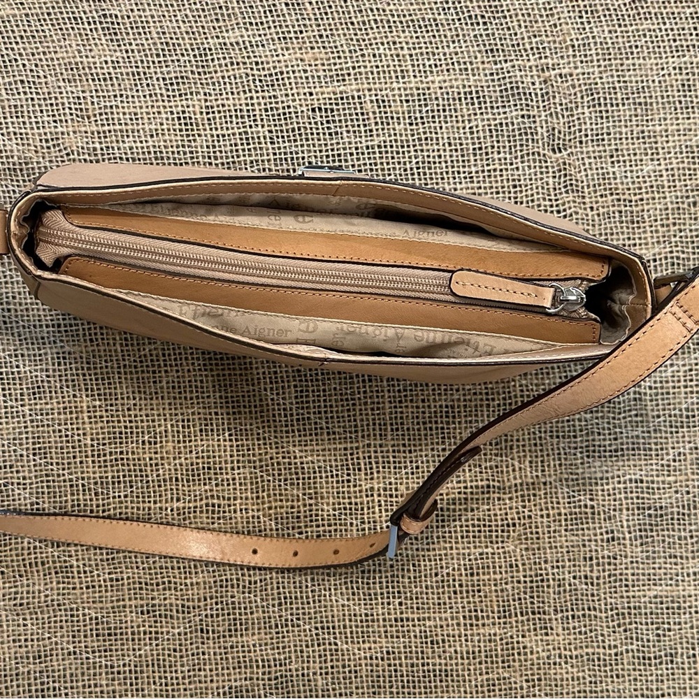 Etienne Aigner Y2K East West Vintage‎ Natural Tan Leather Shoulder Bag Purse - Picture 7 of 11